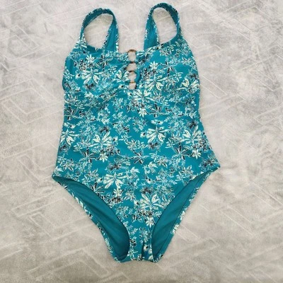 Traje de baño Adore Me de una pieza talla 1X Aqua Floral Foto 1 de 4