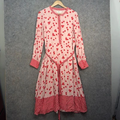 Boden Eva Dress Womens Size UK 14L Milkshake Pink Red Waist Tie Pockets Lined - Image 1 of 4