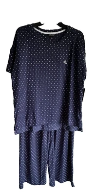 NUEVO CON ETIQUETAS $79 Lauren Ralph Lauren Súper Suave Lunares S/S Conjunto de Pijama Talla GRANDE Foto 1 de 4