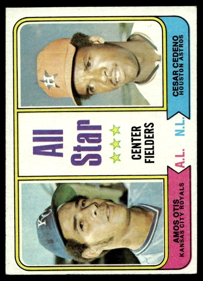 1974 Topps All-Star Center Fielders - Amos Otis/Cesar Cedeno #337 - Image 1 of 2
