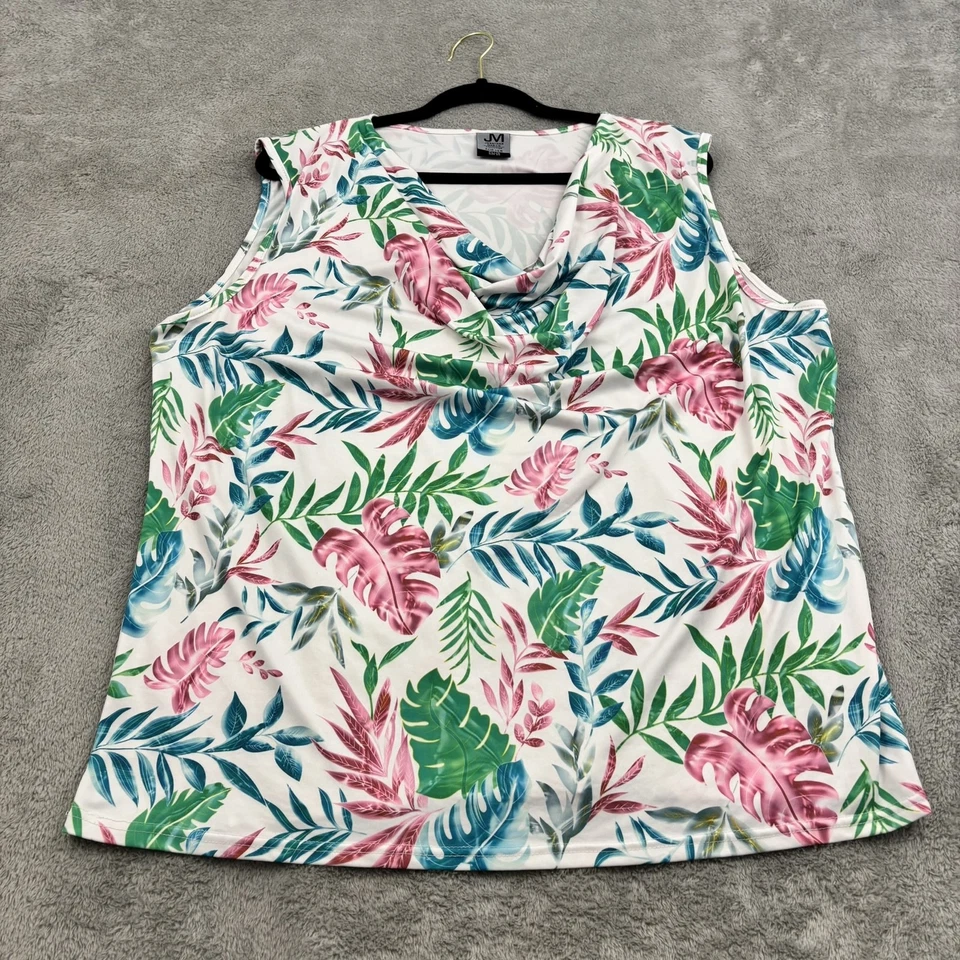 Jonathan Martin Cowl Neck Tank Top Womens 2X Multicolor Tropical Floral Plus - Image 1 of 4