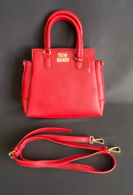 Steve Madden Faux Leather Satchel Crossbody Red Handbag - Image 1 of 4