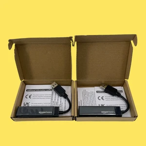 x2 Amazon Basics USB 3.0 to 10/100/1000 Gigabit Internet Adapter #4910 z65b262 - Picture 1 of 6