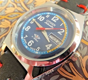 Speedo Blue Dial 37mm 21 Jewel 1970's Citizen Automatic Watch - Overhauled - Picture 1 of 8