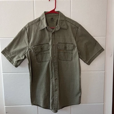 Camisa de manga corta con botones Faded Glory para hombre talla mediana bolsillos verde oliva Foto 1 de 4
