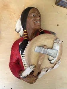 Bossons Chalkware Cheyenne Native American Indian Warrior Wall Hanger Vtg 1967 - Picture 1 of 3
