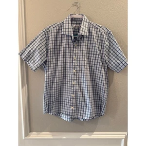 Peter Millar Crown Hemd blau weiß kariert Kurzarm Knopfleiste Gr. L - Bild 1 von 6