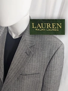 Ralph Lauren Blazer Suit Sports Jacket 100% Wool Gray Subtle Herringbone 42R 44" - Picture 1 of 12