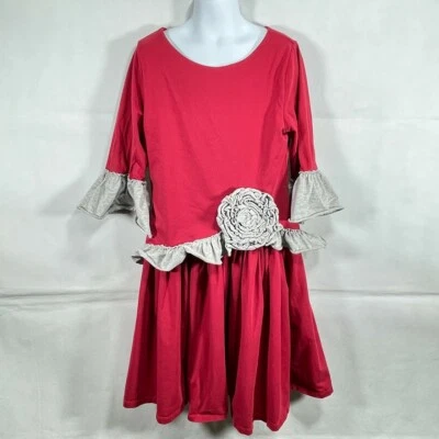 VESTIDO Niñas CHASING LUCIÉRNAGAS ROJO GRIS FLORAL Manga 3/4 Talla L 11 12 Años Foto 1 de 4