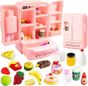 Mini Dollhouse Fridge Miniature Dollhouse Refrigerator Mini Fridge Toy with Food - Picture 1 of 12