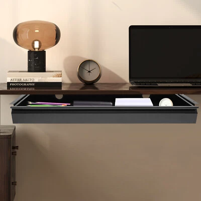 Organizador de almacenamiento con cajón extraíble deslizante montado debajo del escritorio rectangular de hierro Foto 1 de 4