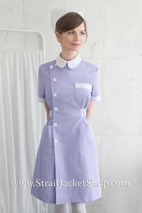 Purple Nurse Uniform - High Quality, 100% Cotton With Nurse Cap Lavender Scrub - Picture 1 of 7