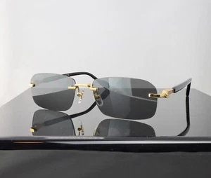 Gucci G1221S 001 Gold / Gray Lens Square Rimless Sunglasses 100% UV - Picture 1 of 7