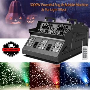 3000W RGB Bubble Fog Machine With Wireless Remote DMX Stage Smoke Bubble Machine - Picture 1 of 8