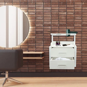 2 drawers Wall Cabinet Salon Cabinet Beauty Spa Storage W/ Hair Dryer Holder - Bild 1 von 16