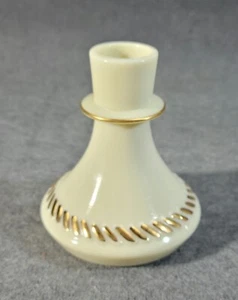 Portacandele vintage MCM Wheatonware avorio crema pasticcera vetro bordo oro - Foto 1 di 8