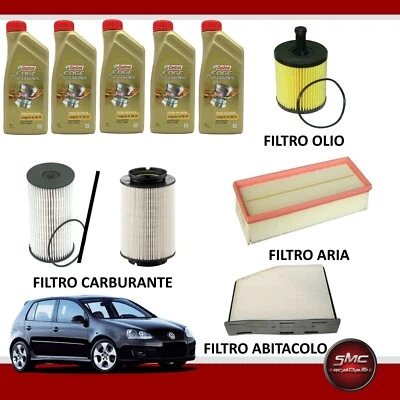 MISTI Kit tagliando olio motore CASTROL EDGE 5W30 5LT 4 FILTRI WIX VW GOLF 5 V 1.9 TDI