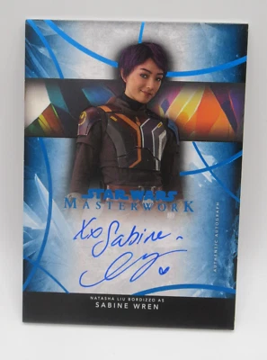 Topps Star Wars Masterwork 2024 Sabine Wren Auto Natasha Liu Bordizzo Blue /99 - Image 1 of 2