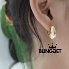 Original 100% S925 Sterling Silver, Gold Wist Stationary Hoop Earrings, Blingget