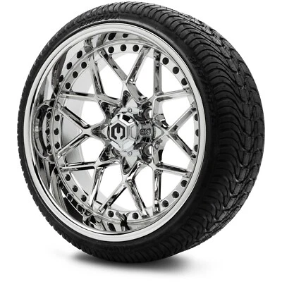 MODZ 15" Formula Chrome Golf Cart Wheels and Tires (215-35-15) Set of 4 - Image 1 of 4