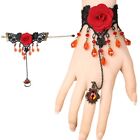 Chain Finger Rings Bracelet Punk Lace Bracelet with Finger Arm-Cuff Jewelry