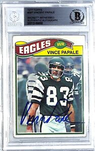 1977 Topps VINCE PAPALE Signed EAGLES Rookie Card Beckett Witness BAS SLABBED
