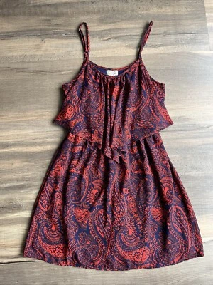 Eyelash Couture Women’s Sleeveless Strap Dress Red And Blue Paisley Print M - Image 1 of 4