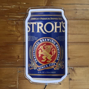 Póster de decoración de pared de club de lata de cerveza Stroh's LED letrero de luz de neón 12"x7" C3 - Imagen 1 de 4