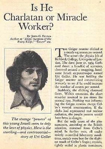 URI GELLER 1975 ILLUSTIONIST ARTICLE & ART: IS HE CHARLATAN OR MIRACLE WORKER? - Picture 1 of 1