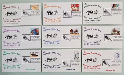 1993 Cheyenne Frontier Days, COMPLETE SET of 9 First Day Cover's FDC 97th Annual - Image 1 of 4