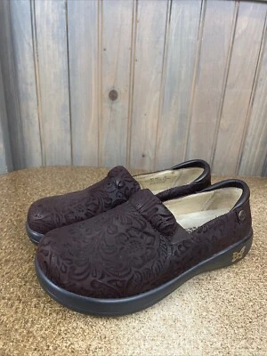 Alegria Shoes Brown Leather Floral Clog Slip Ons KEL-433 Women's EU 36 US 6-6.5 - Image 1 of 4