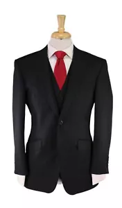 Richard James Savile Row Black Tonestripe 3-Piece Slim Fit 2-Btn Wool Suit 38S - Picture 1 of 12