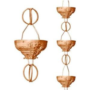 8-1/2 ft. L Monarch Pure Copper Eastern Hammered Cup Rain Chain
