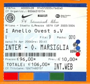 C2327- Vecchio BIGLIETTO PARTITA CALCIO- 2004 INTER VS O.MARSIGLIA - Picture 1 of 1