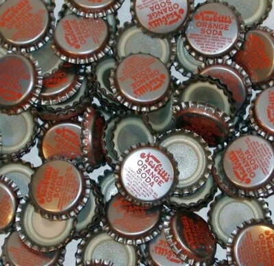 Soda pop bottle caps Lot of 12 NESBITTS ORANGE SODA plastic lined new old stock - Image 1 of 2