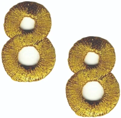 Metallic Gold Number 8 Patch Embroidered Cut Out Iron on Sew on (1" in) Lot of 2 - Image 1 of 2