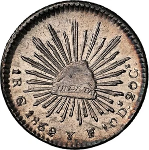 1862 Go YF NGC MS64 Mexico Silver 1 Real, Stunning Near Gem, Nice Luster, RARE! - Picture 1 of 6