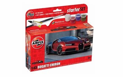 Nuovo Airfix 1:43 Bugatti Chiron Modello Plastica Kit Set Starter - A55005 - Immagine 1 di 4