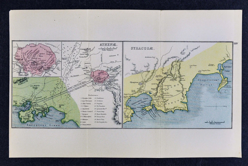 1908 Classical Map - Ancient Athens Piraeus Port Greece Syracuse Colony Italy  - Image 1 of 1