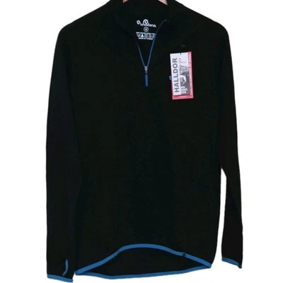 Camisa masculina manga longa Woolana 100% lã merino camada base M preta externa nova com etiquetas - Imagem 1 de 4