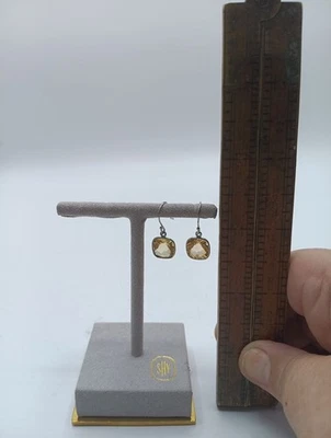 925纯银耳环靠垫黄水晶天然宝石首饰 — 第 1/4 张图片