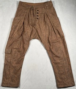 Pantalón harén Free People desierto aturdimiento piel de serpiente gamuza vegana holgada con cinturón talla 0 - Imagen 1 de 13