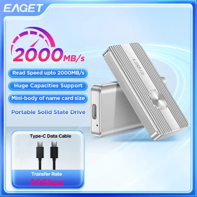 EAGET Portable SSD Up to 2000MB/s USB-C USB 3.2 Gen 2 External Solid State Drive - Image 1 of 4