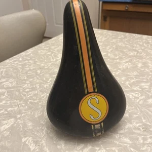 Vintage Schwinn BMX Seat- Black Orange Yellow With Reflector And Post - Picture 1 of 6
