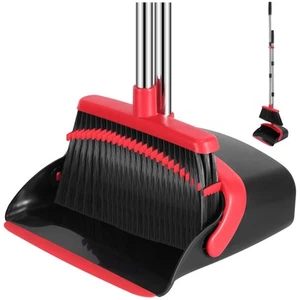 Broom and Dustpan Set 52-In Long Adjustable Handle Broom Dustpan Combo with Dus - Picture 1 of 7