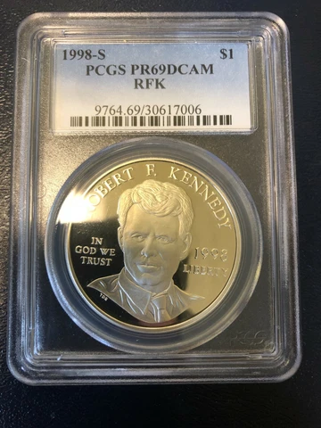 1998 Robert F. Kennedy Silver Dollar Proof PCGS PR69 DCAM Cover