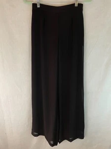 New Directions Petites Pants PS Black Sheer Poly Wide Leg Lined HiRise Side Zip  - Picture 1 of 8