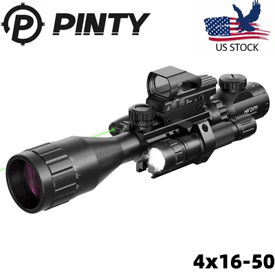 PINTY 4-16x50 EG Rifle Scope w.Holographic 4 Reticle HD Sight Green Laser - Image 1 of 4