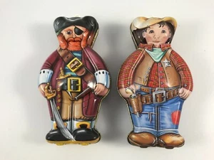Set of 2 SILVER CRANE'S "SWEET DREAM" Character TINS PIRATE & COWBOY - 1994 - Picture 1 of 4