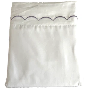 Westport Home Queen Size Flat Sheet Embroidered White/Purple Soft NEW - Picture 1 of 6